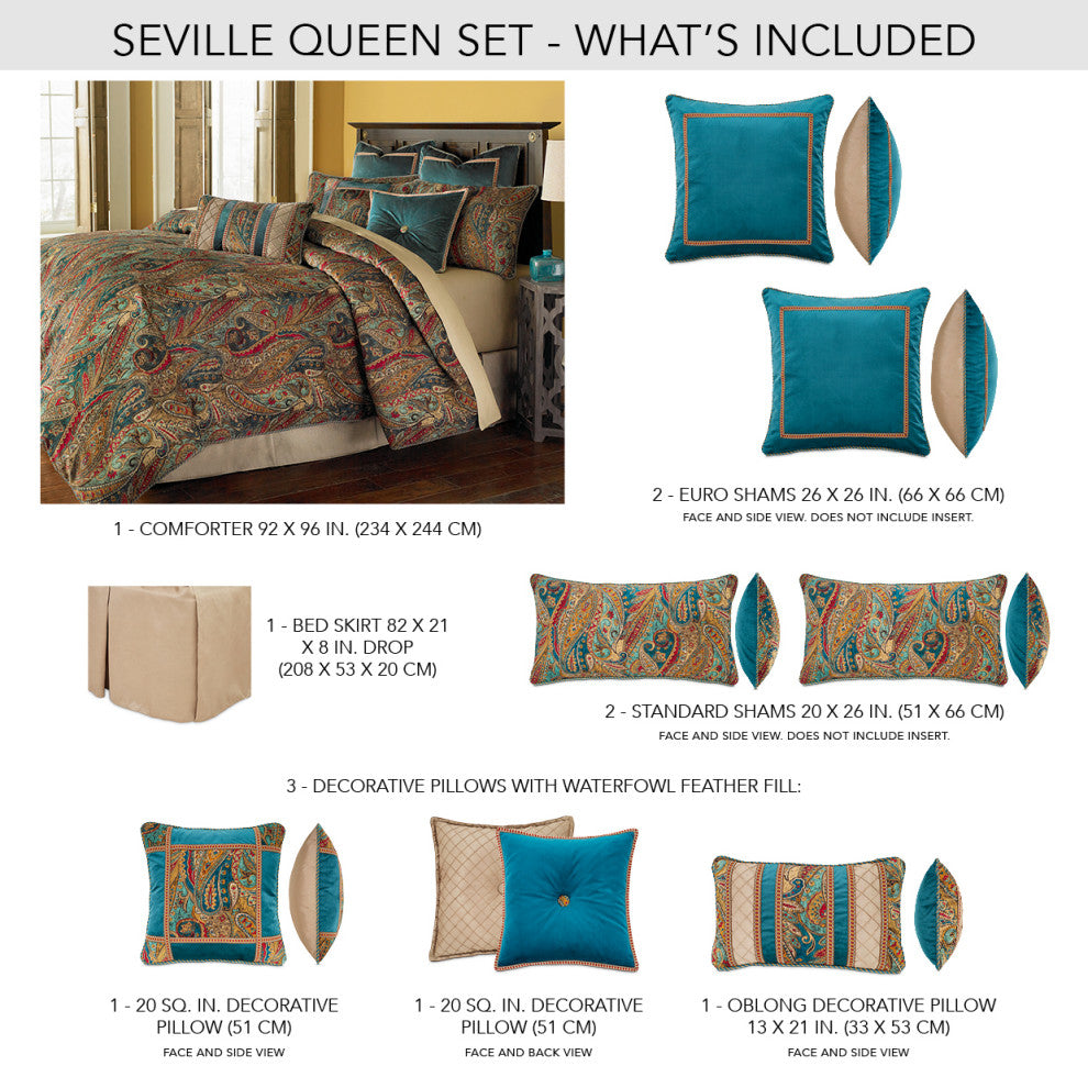Seville 9-Piece Queen Comforter Set - Honey