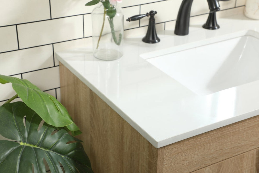 Home Living 19" Modern Mango Wood-Light Bathroom Vanity