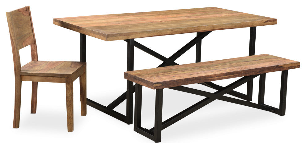 Raven Sheesham Wood Dining Bench 60"