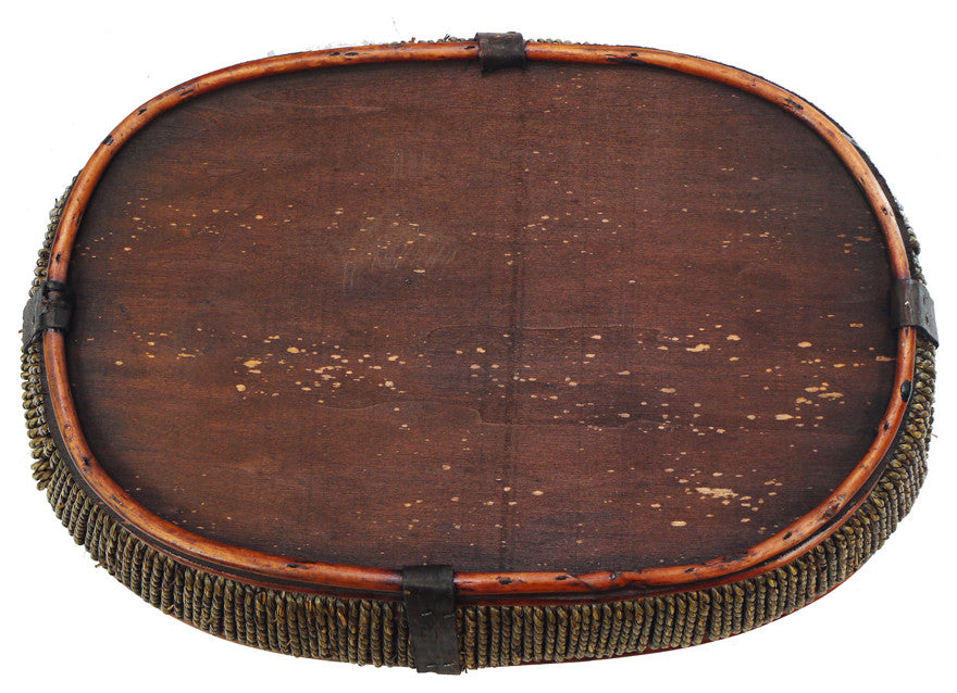18" Stained Willow Wood Oval Tray With Rope Adornment