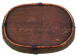 18" Stained Willow Wood Oval Tray With Rope Adornment