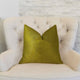 Deep Lemon Grass Metallic Citrine and Gold Handmade Luxury Pillow, 16"x16"