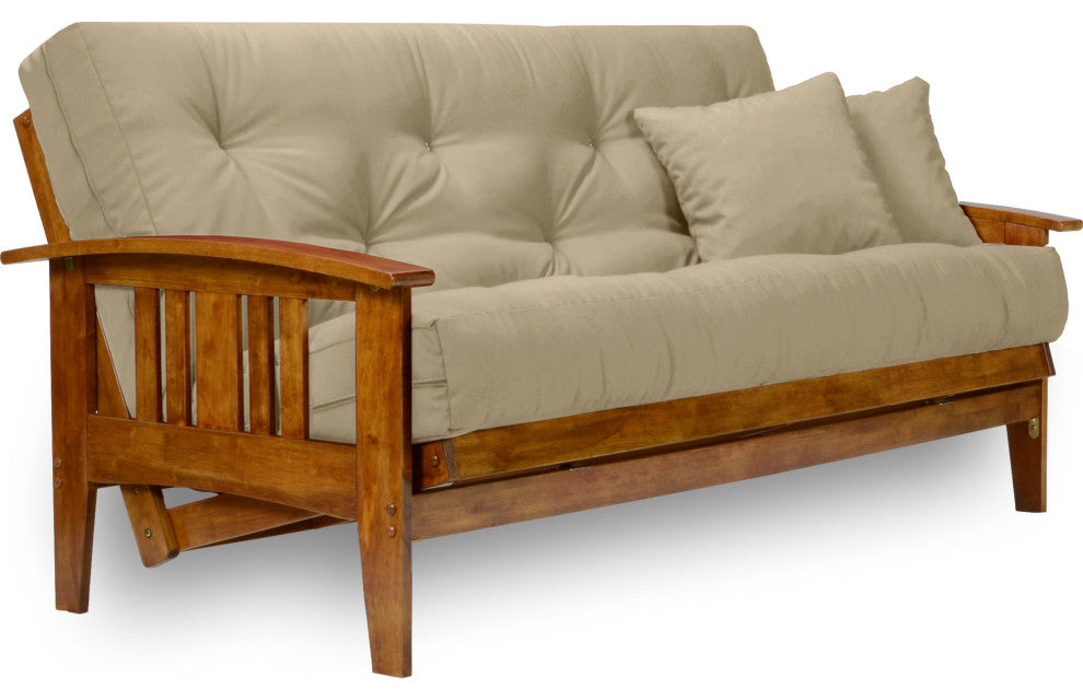 Westfield Wood Futon Set, Frame, 8" Mattress, Khaki, Full