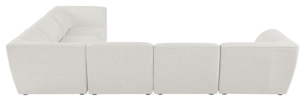 Miramar Linen Textured Fabric  6-Piece Modular L-Shaped Sectional, Cream