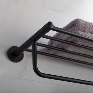 Elie Bathroom Shelf with Towel Bar, Matte Black