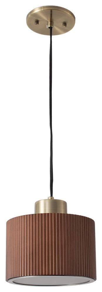 Tambo Pendant Light Weathered Brass, Dark Walnut