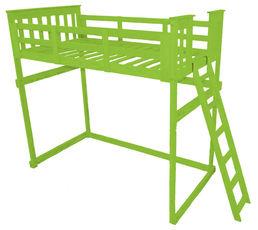 Mission Loft Bed, Lime Green, Twin, End Ladder