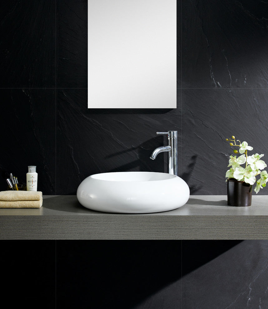 Fine Fixtures White Vitreous China Bulging Round Vessel Sink