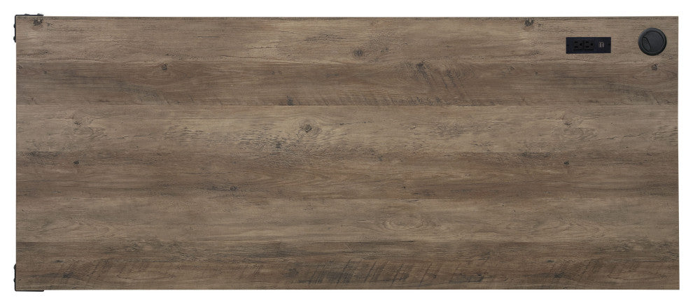Zakwani Writing Desk With USB, Rustic Oak and Black