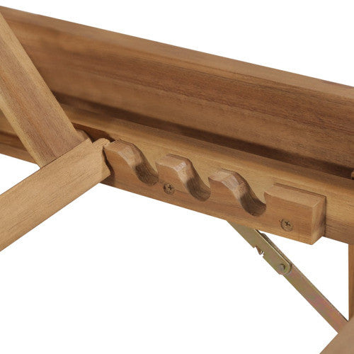 vidaXL Solid Wood Acacia Folding Sun Lounger with Cushion Patio Garden Seat