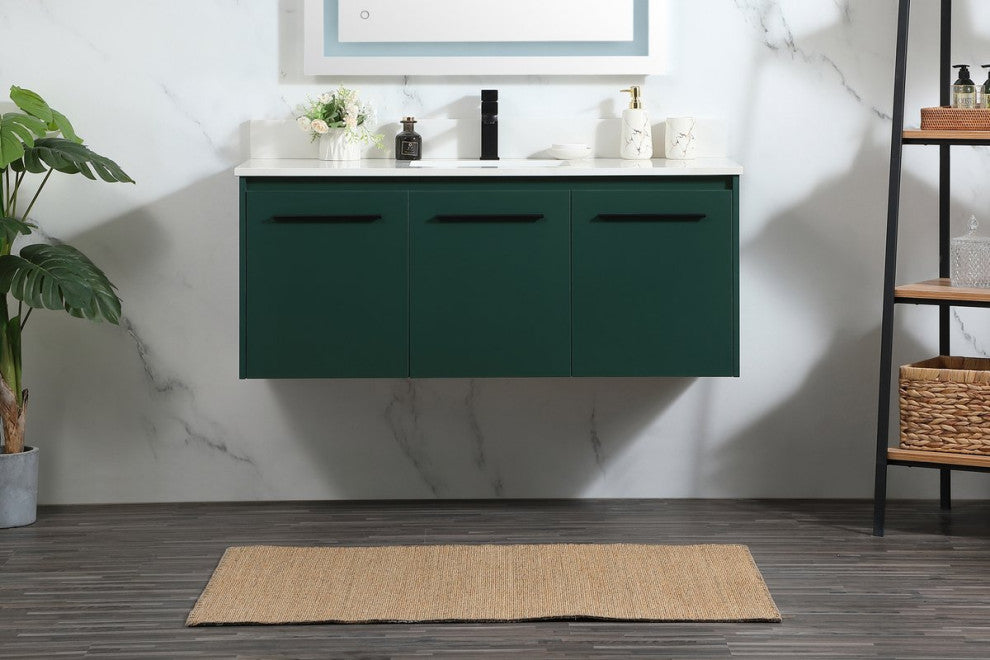 Elegant VF44548MGN-BS 48" Single Bathroom Vanity, Green With Backsplash