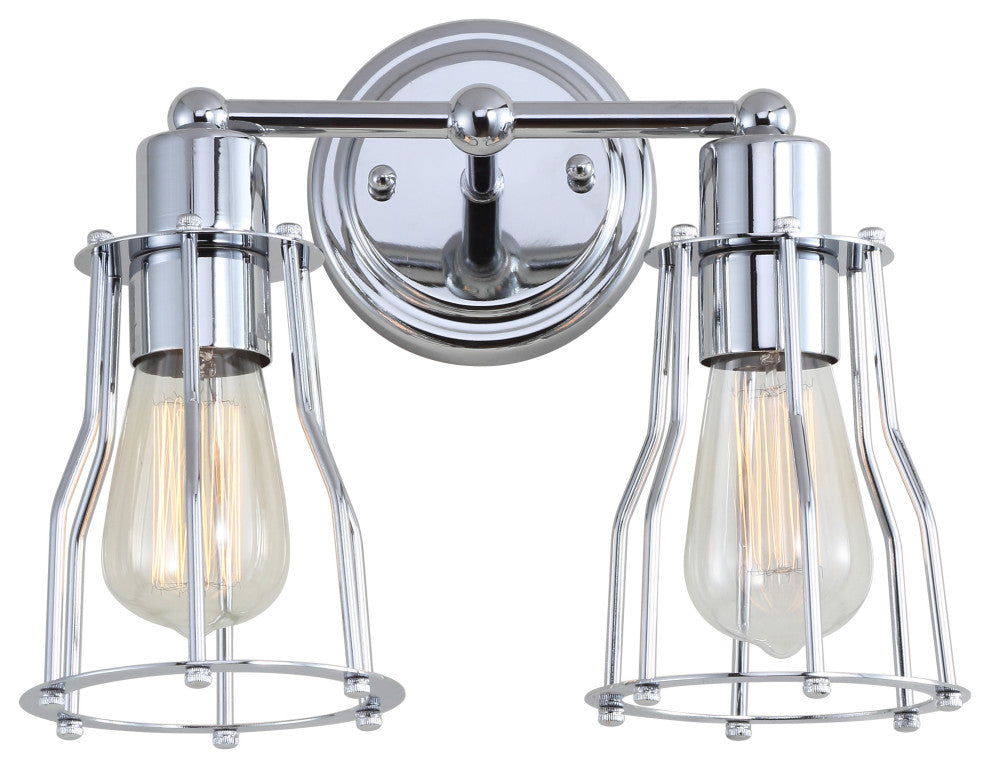 Evelyn Metal Vanity Light, Chrome, 2-Light