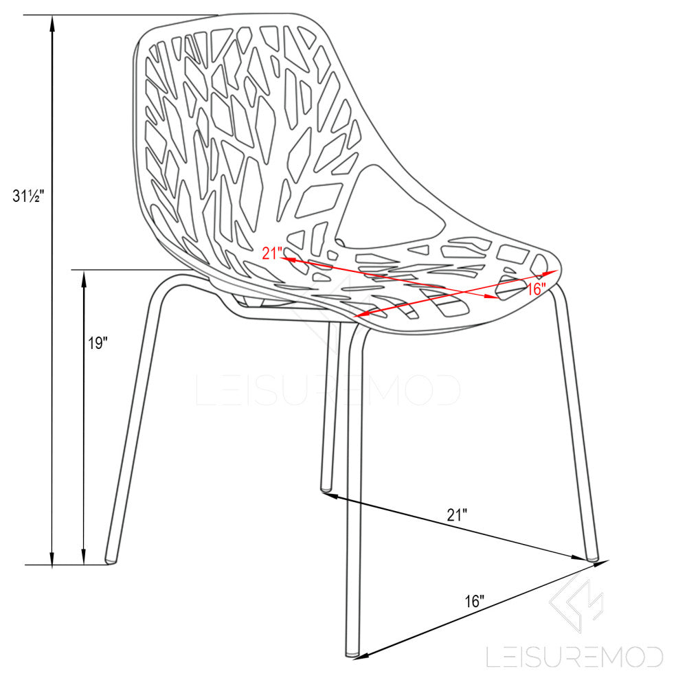 LeisureMod Modern Asbury Dining Chair With Chromed Legs, Set of 4 Green