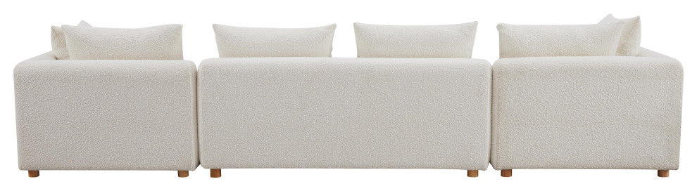Hangover 145" Upholstered Long Sofa, Cream Boucle