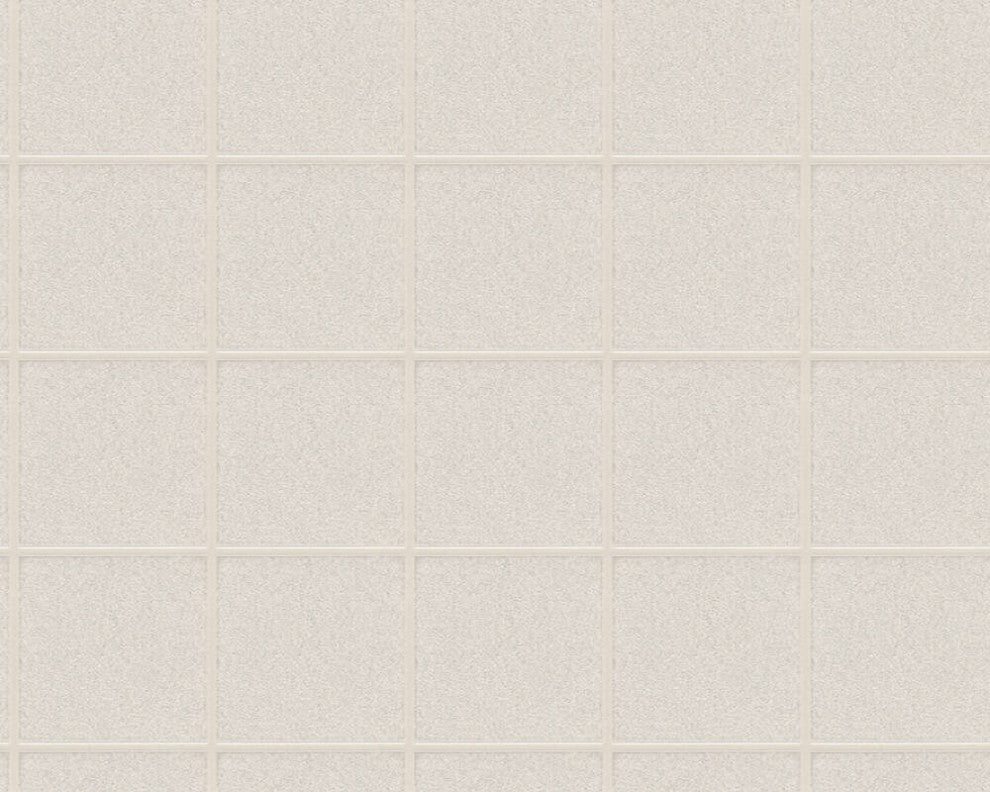 Geometric Textured Wallpaper, Square Pattern, Gray Metallic, 1 Roll