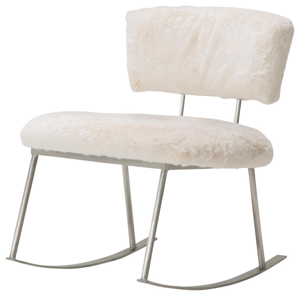 Pebble Beach Rocker Chair, Powder and Brushed Silver