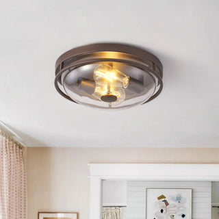 Rustic 2-Light Flush Mount Ceiling Lamp with Clear Glass Shades