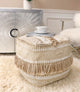 Pasargad Home Grand Canyon Premium Cotton Pouf, Beige