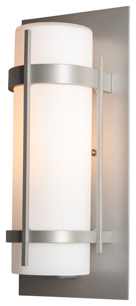 Banded Outdoor Sconce, Coastal Burnished Steel Finish - Opal Glass