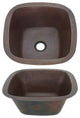 13" Handcrafted Small Square Hammered Copper Bar Sink