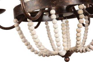 Rustic 6-Light Wood Bead Chandelier, Rustic