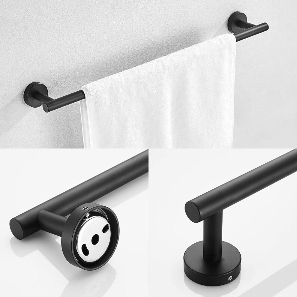 3-Piece Wall Mounted Bathroom Accessory Set, Matte Black