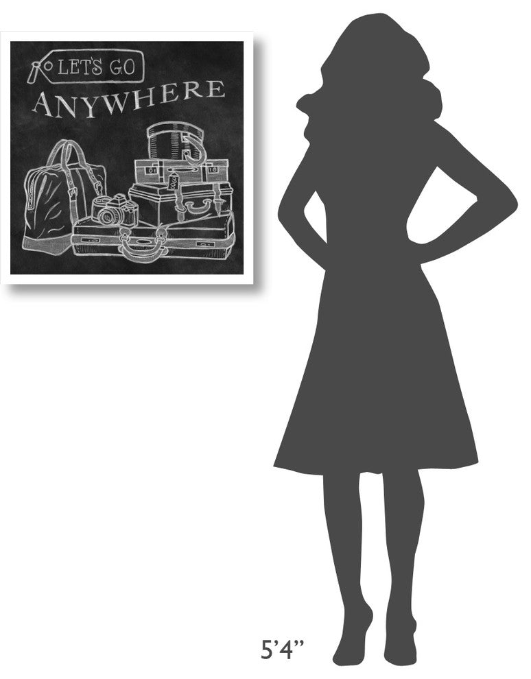 "Adventure Love Suitcase Chalk" Digital Paper Print by Mary Urban, 26"x26"