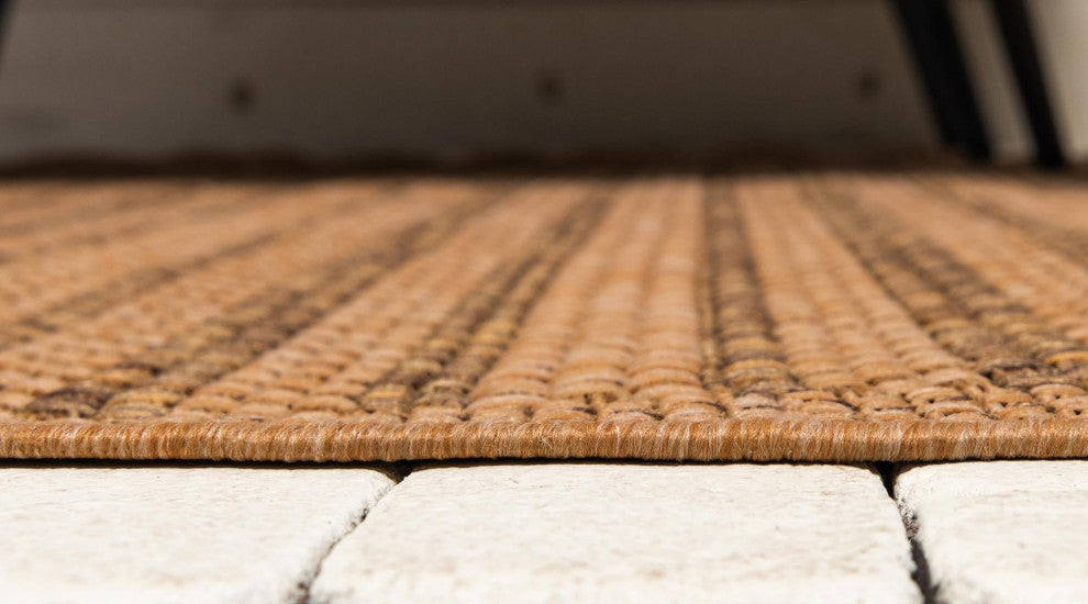 Rug Unique Loom Outdoor Border Light Brown Rectangular 5' 3 x 8' 0
