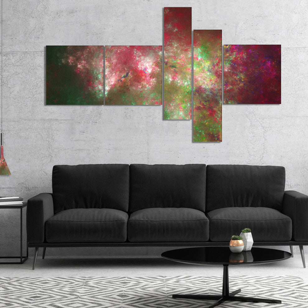 Colorful Starry Fractal Sky, Abstract Canvas Print Art, 60"x32", 5 panels