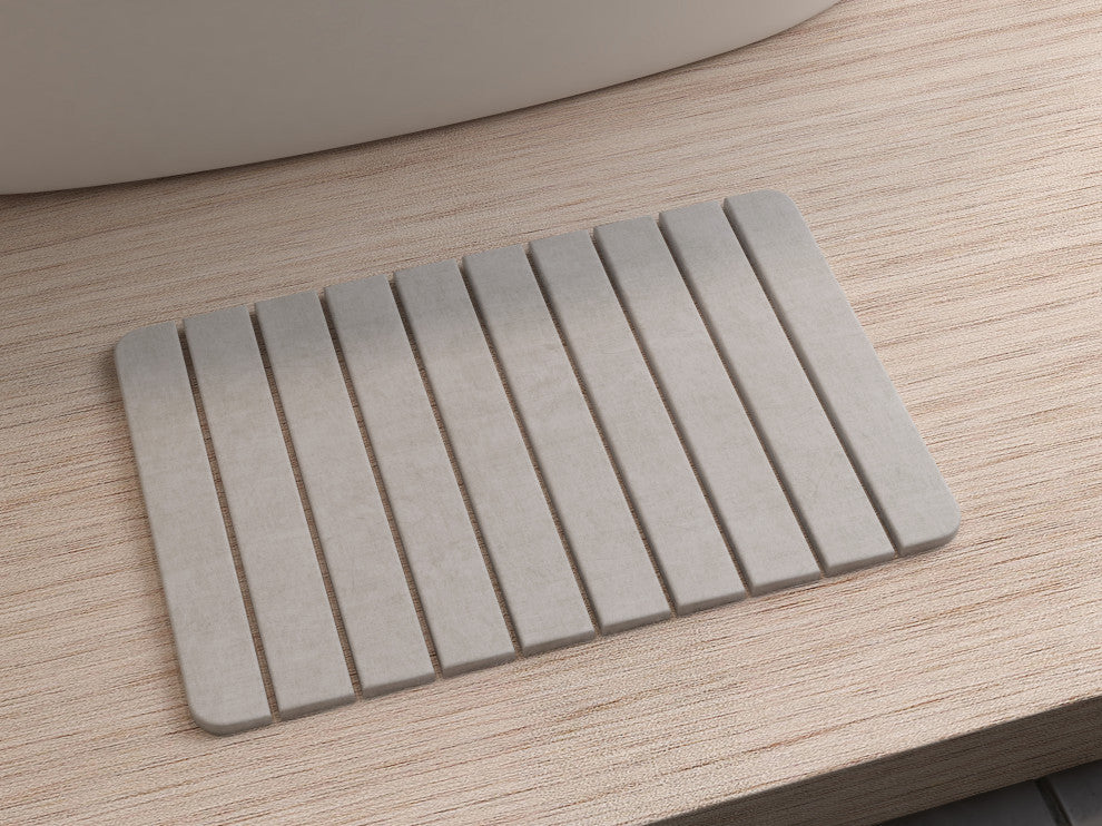 CastelloUSA Diatomite Quick Dry Stone Bath Mat, 24"x15", Medium, Gray