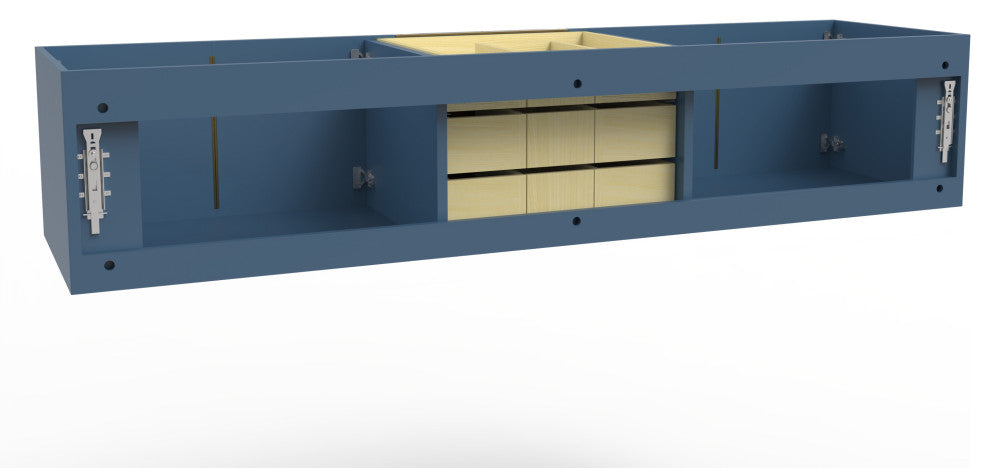 CastelloUSA Alpine 72" Wall Mounted Vanity, Base Only, Blue, Gold Handles