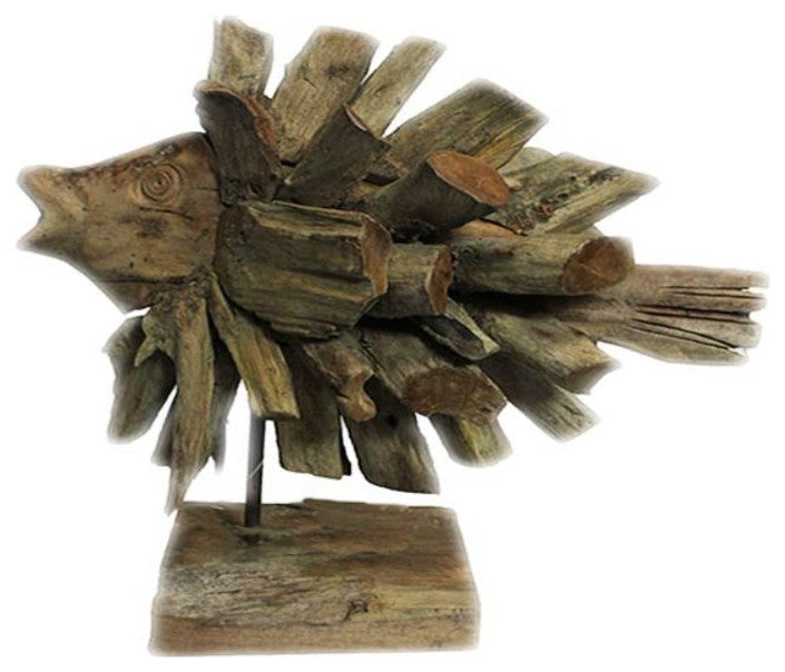 Impressive Wooden Fish decoration on Stand - Benzara