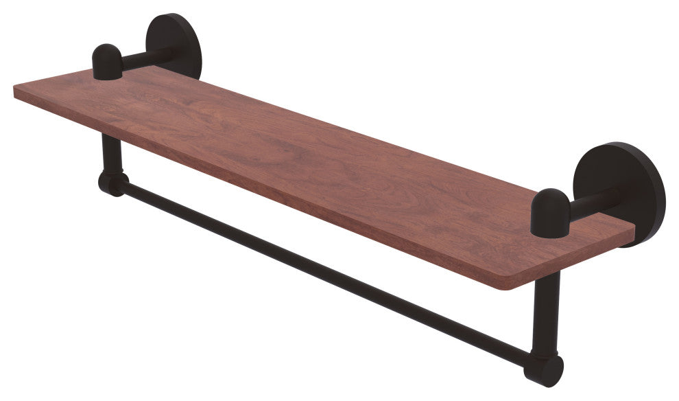 Tango 22" Solid Wood Shelf with Towel Bar, Oil Rubbed Bronze