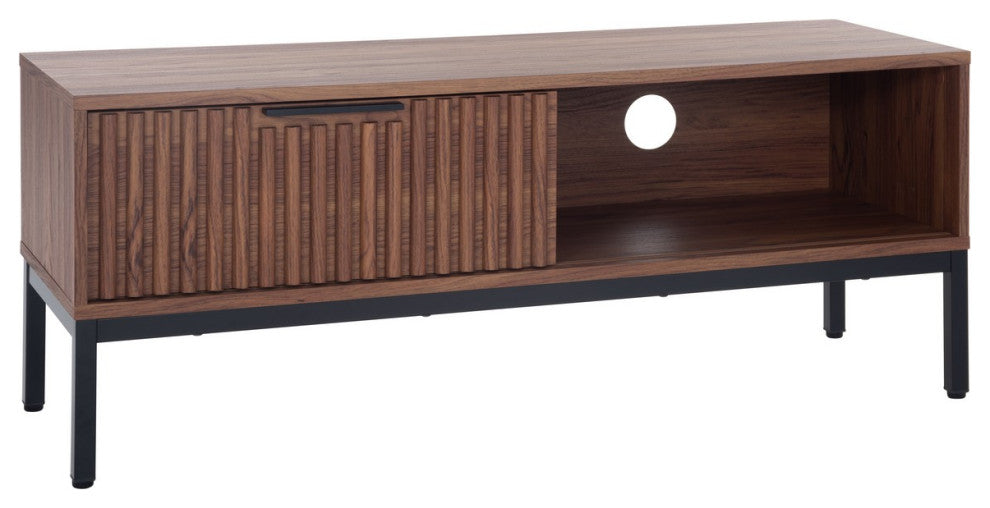 Safavieh Lylia 1 Door Media Stand, Walnut/Black