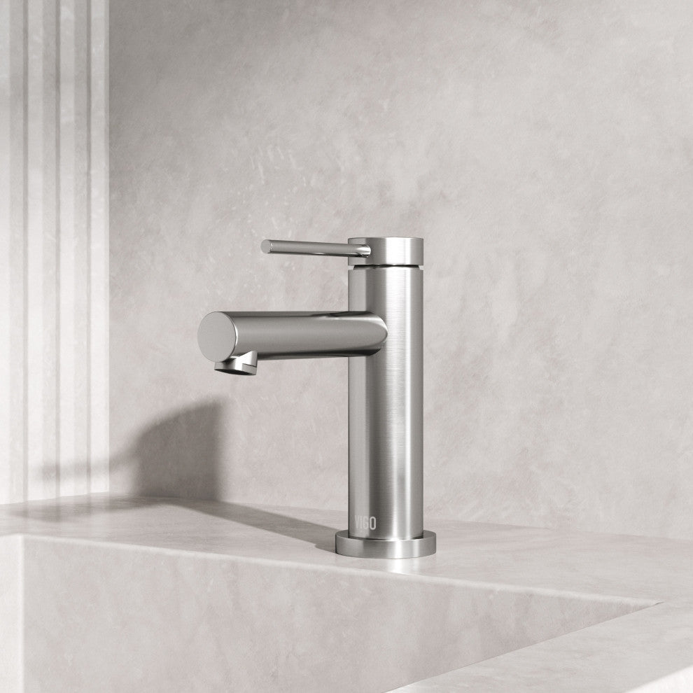 VIGO Jewel 6" H Single Handle Single Hole Bathroom Faucet, Brushed Nickel
