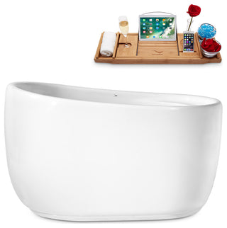 51" Streamline Freestanding Tub and Tray With Internal Drain