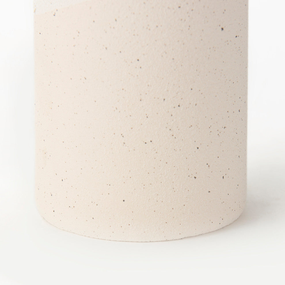 Salar Cream Gourd Style Crackled Ceramic Vase, 11"