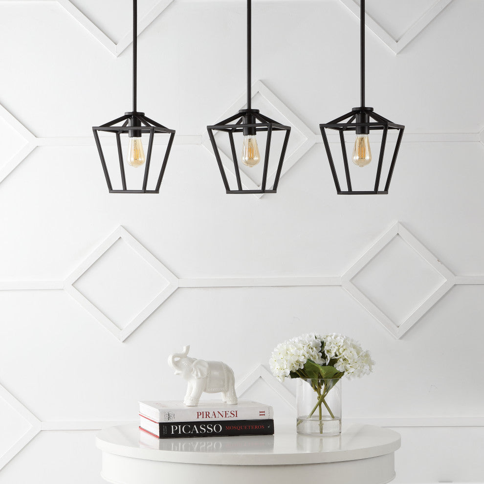 Grace Industrial Farmhouse Iron LED Pendant, Oil Rubbed Bronze, 3-Light