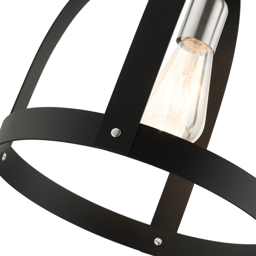 Textured Black Mid Century Modern, Industrial, Vintage, Rustic Pendant