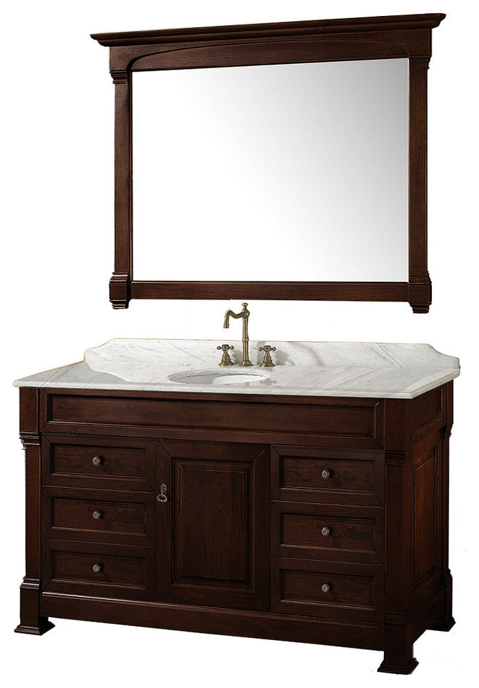 Andover Single Bathroom Vanity With Mirror, 55"