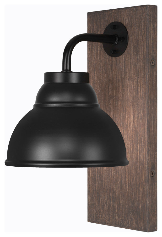 Oxbridge Wall Sconce, Matte Black & Painted Distressed Metal, 7" Shade