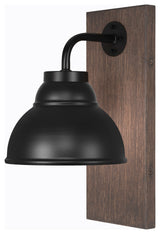 Oxbridge Wall Sconce, Matte Black & Painted Distressed Metal, 7" Shade