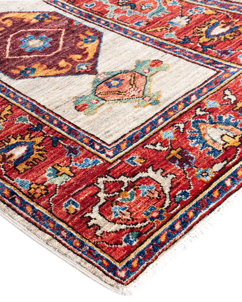 Tribal One-of-a-Kind Hand-Knotted Area Rug Beige, 2' 8" x 9' 9"
