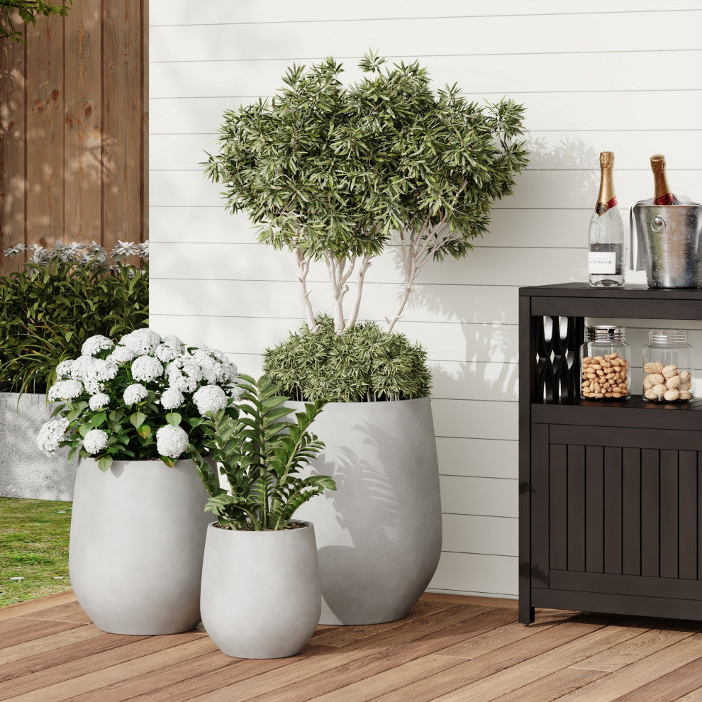 DTY Signature Mount Wilson 1-piece Fiberstone Tapered Planter, Gray, Medium