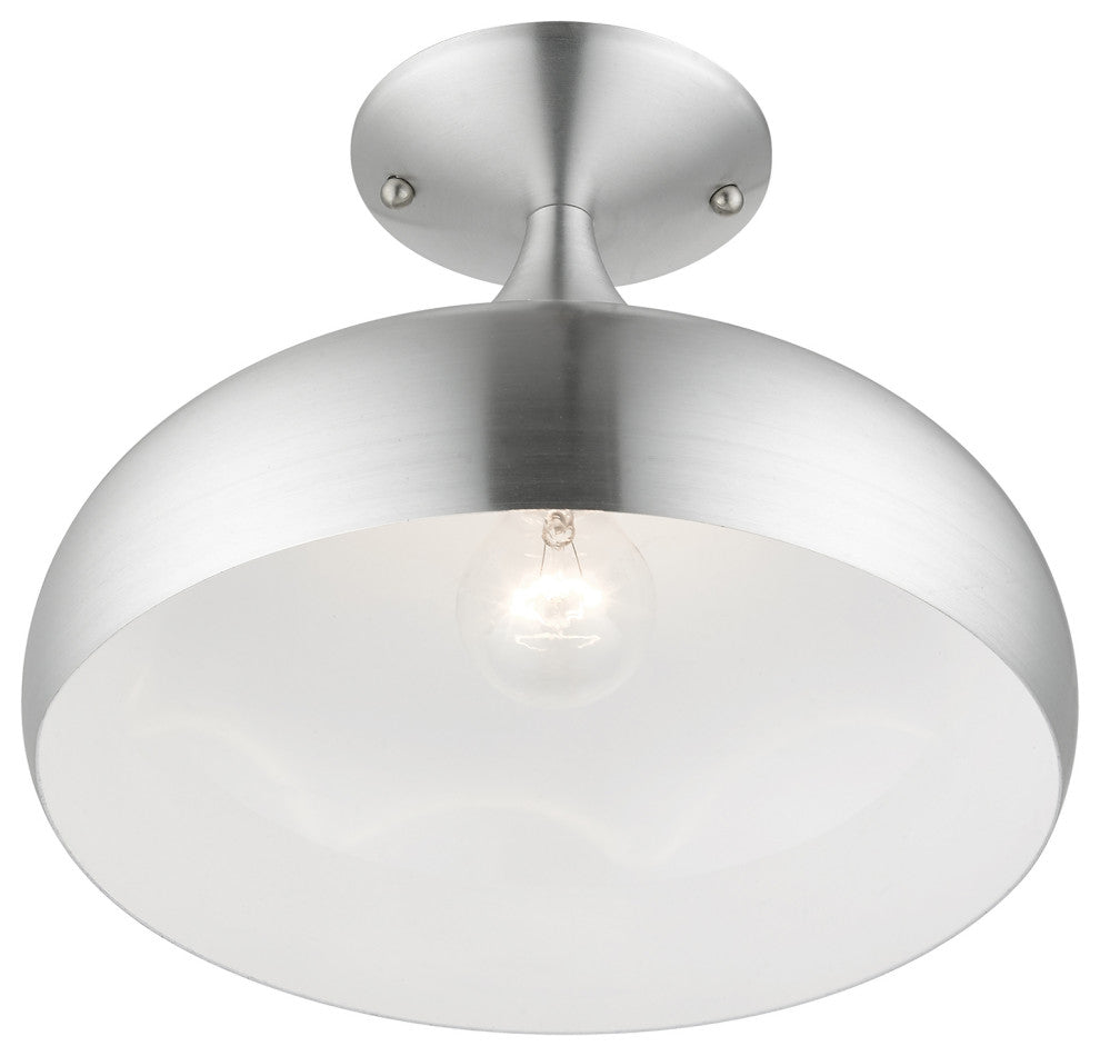 Livex Lighting 1 Light Brushed Aluminum Semi-Flush Mount