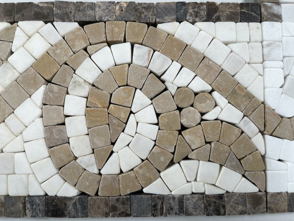 Marble Mosaic Border Bathroom Listello Tile Garden Gold 4x9.8 Tumbled, 1 piece