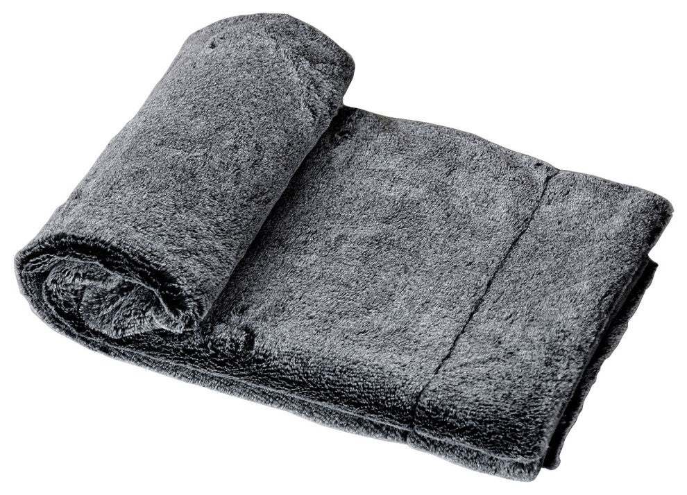 Tip Printing Light Faux Fur Throw, Black, 50"x60"
