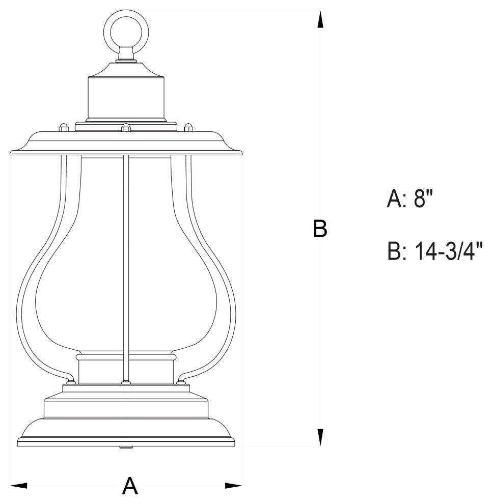 Vaxcel Dockside 8" Outdoor Pendant, Weathered Patina, Clear Glass
