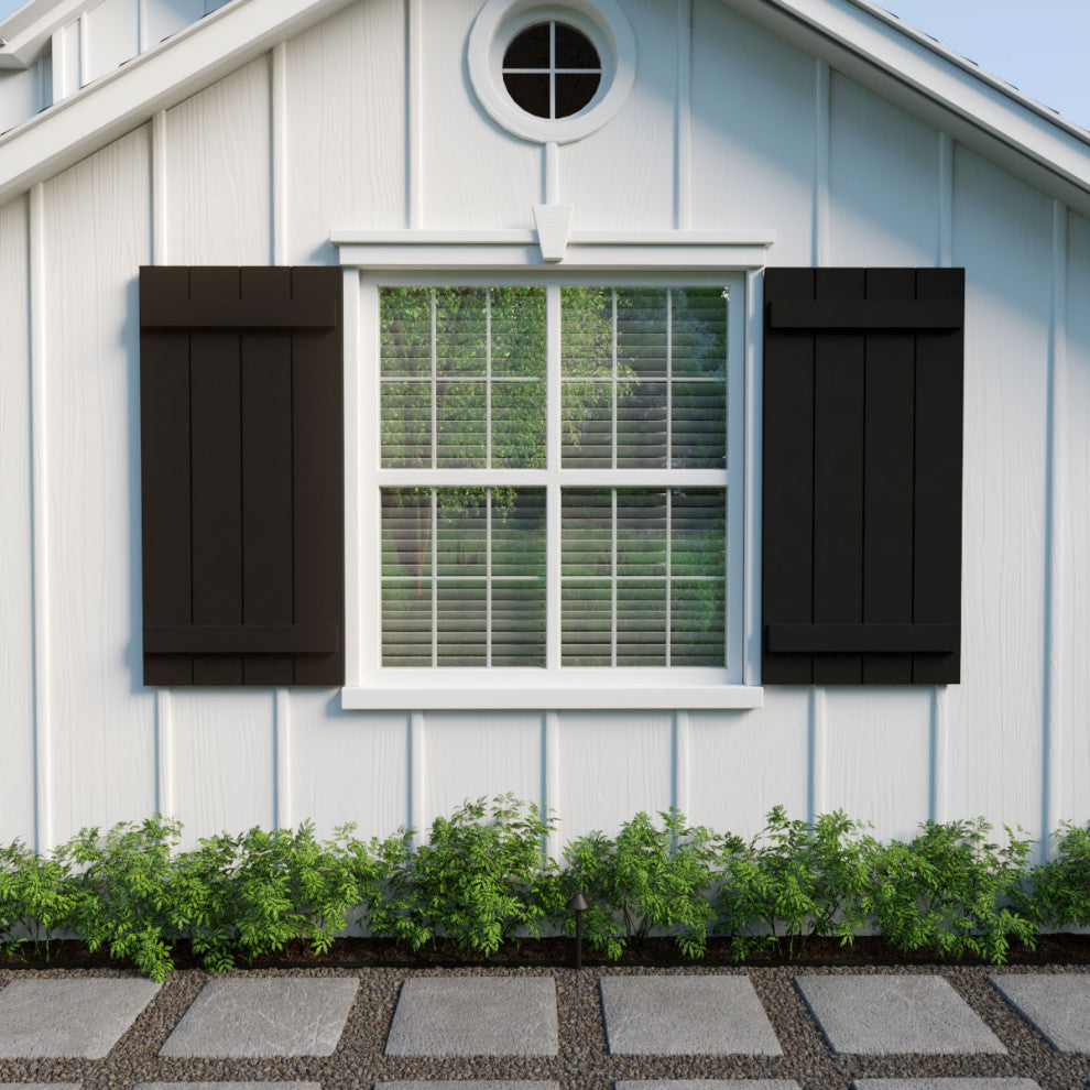 Rustic 4 Board Joined B-N-B Faux Wood Shutters, 22x50", Smooth