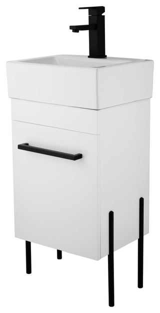 Fine Fixtures Modern Vanity Set, White, 18", Black Hardware